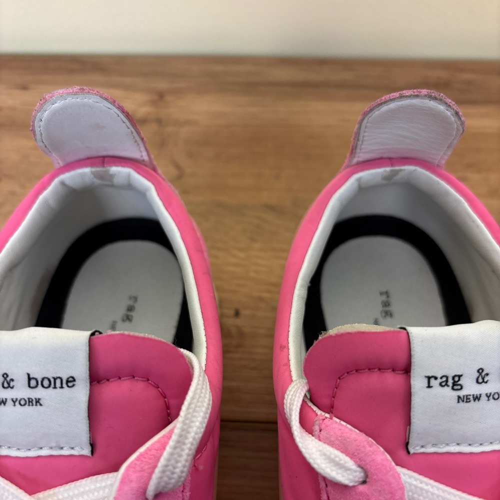 RAG & BONE Retro Runner Lace Up Low Top Sneaker Neon Pink Women Size 38.5 Sporty - Picture 7 of 12